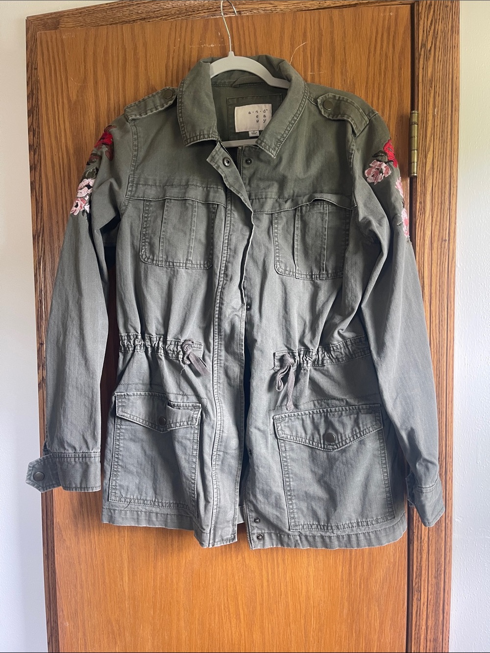 a new day Olive Green Embroidered Utility Jacket